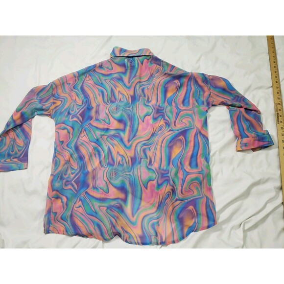 Unif Melt Button Up Long Sleeve Colorful Psychedelic Womans XS Shirt - Picture 9 of 13